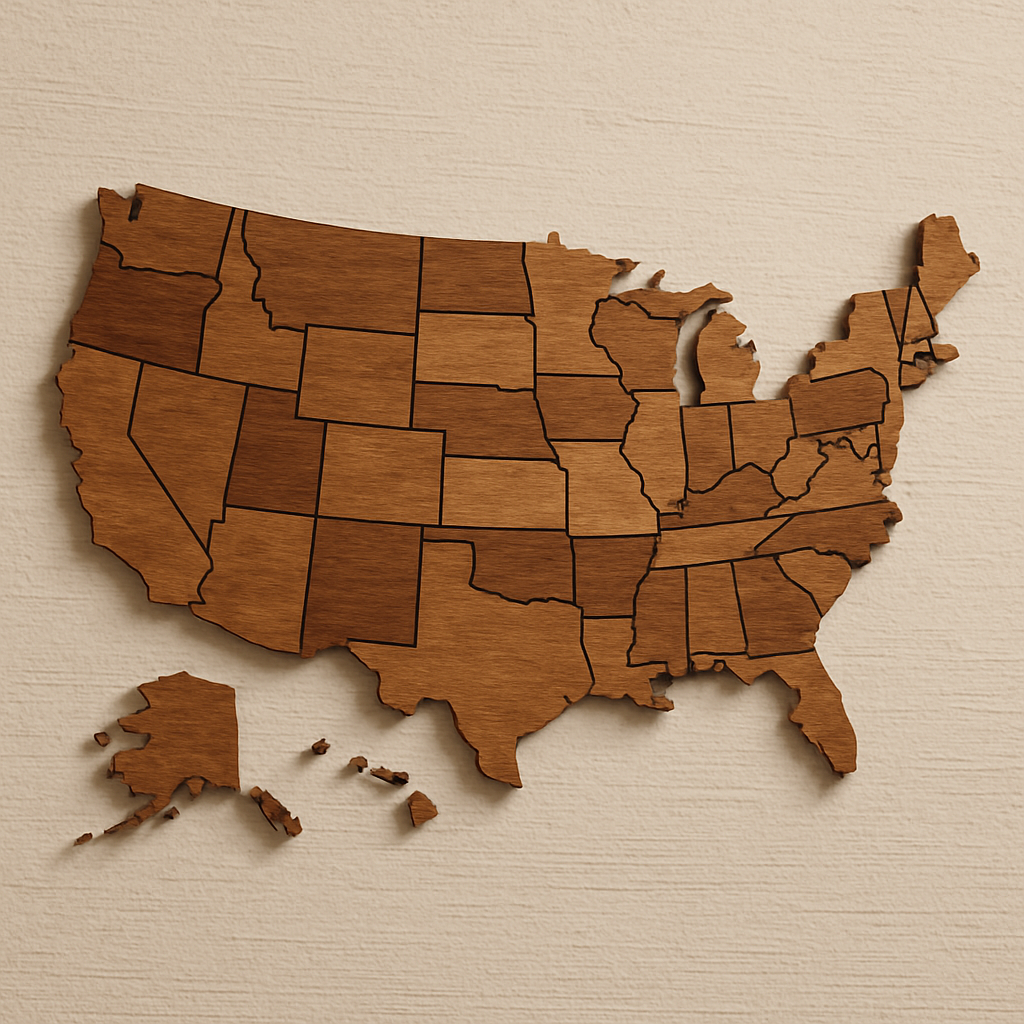 wooden usa map wall decor
